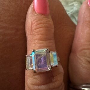 Iridescent Gemstone Silver Ring